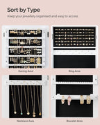 SONGMICS Oglinda de podea cu suport, din MDF, spatiu de depozitare, 41x37x152 cm, alb