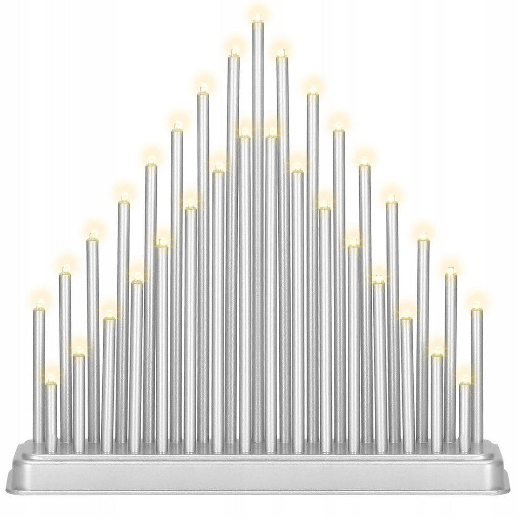 Lumanari decorative de Craciun, 33 becuri tip LED, culoare argintiu