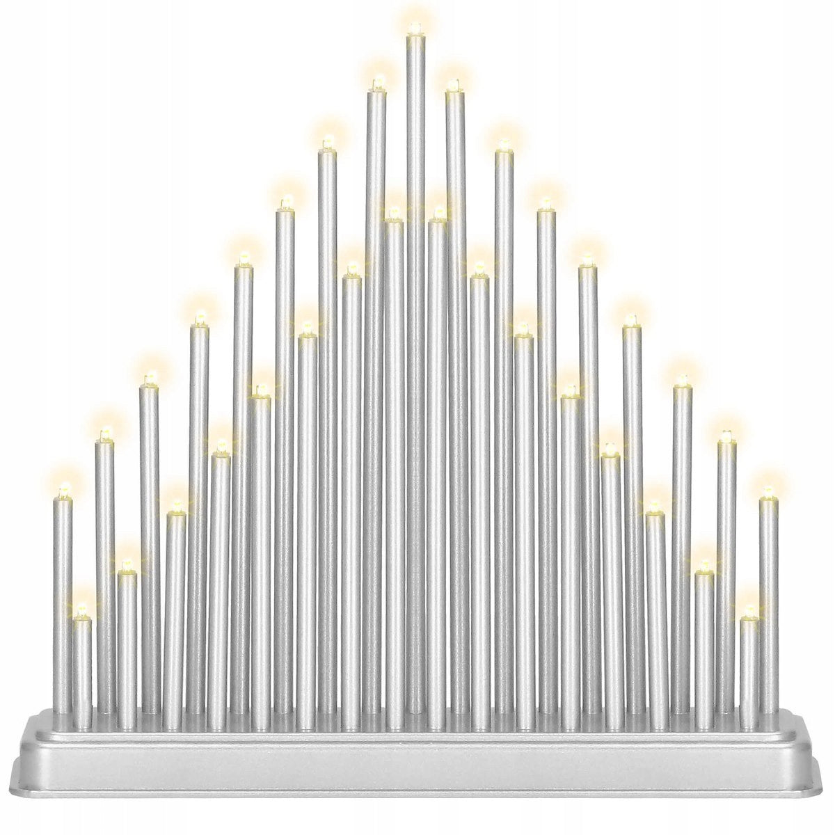 Lumanari decorative de Craciun, 33 becuri tip LED, culoare argintiu