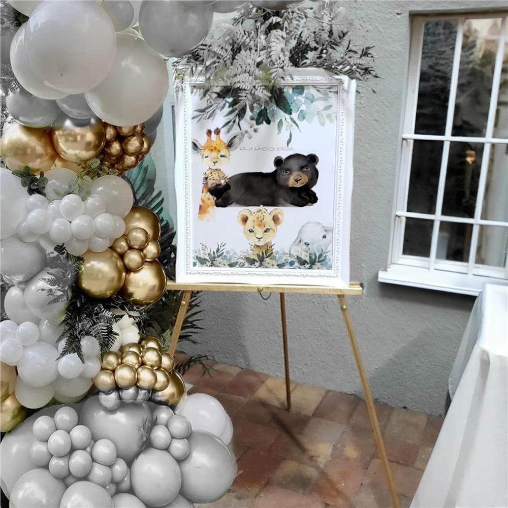 Set 50 baloane pentru petrecere, 40cm, alb, auriu, gri