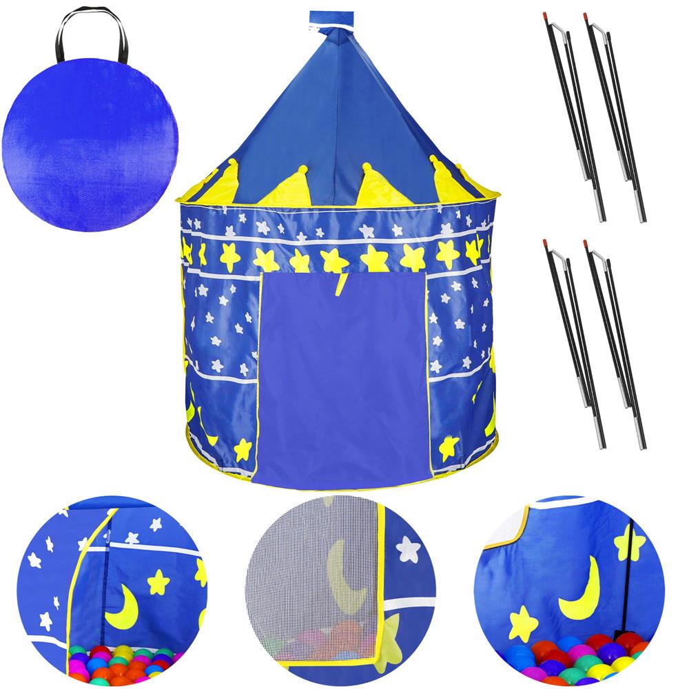 Cort Castel de joaca pentru copii, pliabil, 100x140 cm, albastru