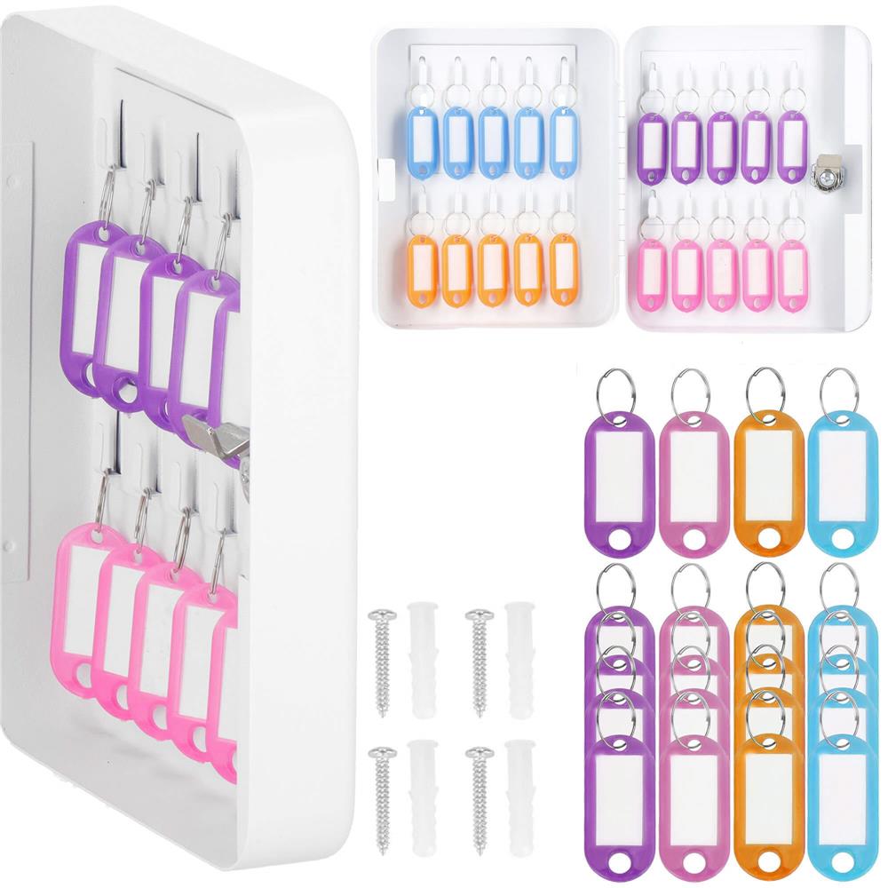 Cutie metalica din otel pentru 20 chei, echipata, 20x16x7.5cm, alba