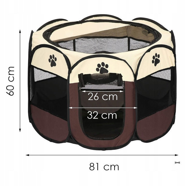 Tarc pliabil pentru animale de companie, diametru 81cm, bej maro