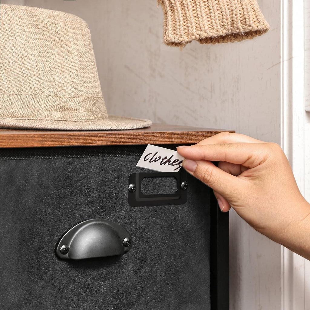 SONGMICS Comoda cu cadru metalic si 8 sertare din textil, stil industrial, 80x30x82cm, maro rustic si negru