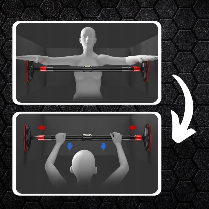 Bara tractiuni telescopica pentru usa, din otel cu capete cauciuc, lungime 71-105 cm