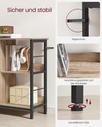 VASAGLE Biblioteca, raft cu 6 unitati de depozitare, din lemn, 33x120x80 cm, gri stejar