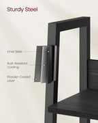 VASAGLE Biblioteca tip scara, cadru otel cu 5 polite, stil industrial, 80x30x170 cm, negru