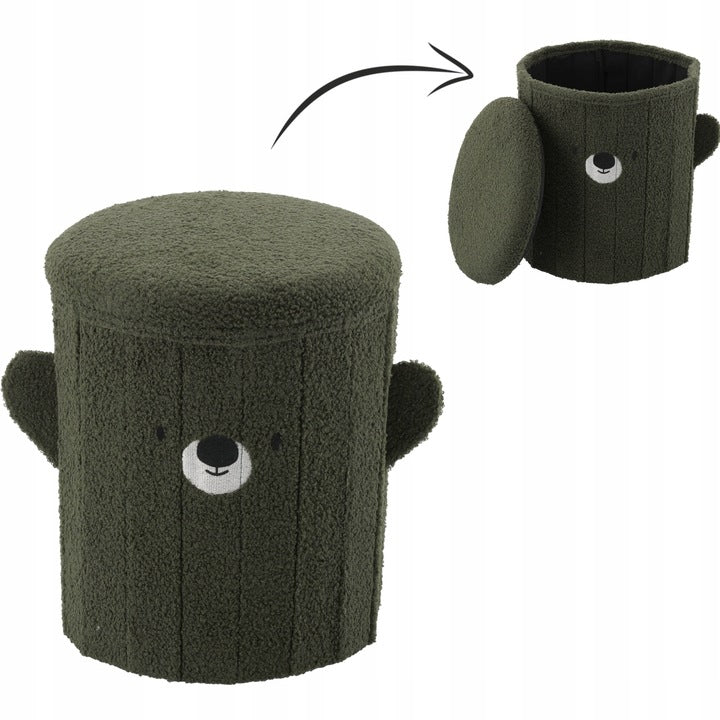 Taburet pentru copii, pliabil cu spatiu depozitare, 80kg, 28×34 cm, verde