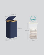 SONGMICS Cos de rufe textil, pliabil, compartiment detasabil, 90L, 42x32x71 cm, albastru