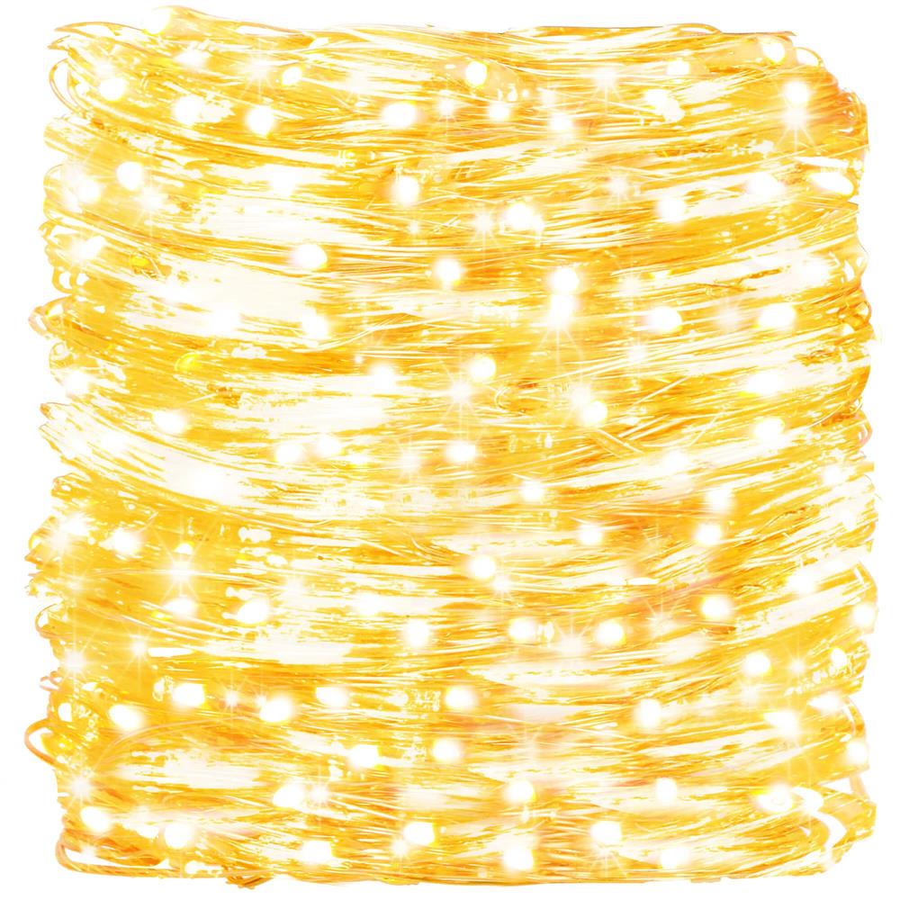 Perdea luminoasa 300 LED-uri, 3m, pentru interior/exterior, telecomanda, iluminare galbena