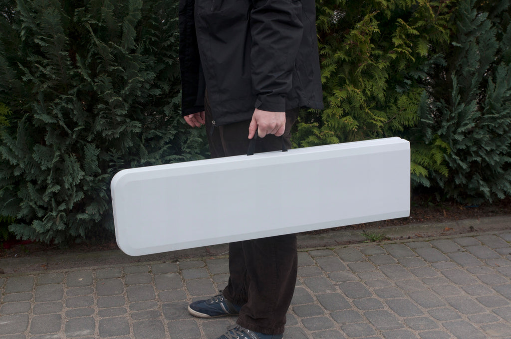 Set masa cu 2 banci pliabile tip valiza pentru gradina, camping, terase, 180x72x75cm