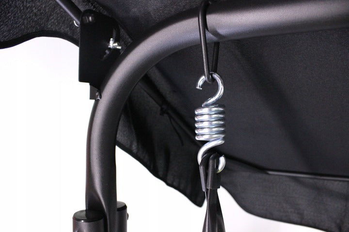 Leagan gradina 3 locuri 170x118x153 cm, cu perne, baldachin reglabil si masute laterale, structura otel, maro