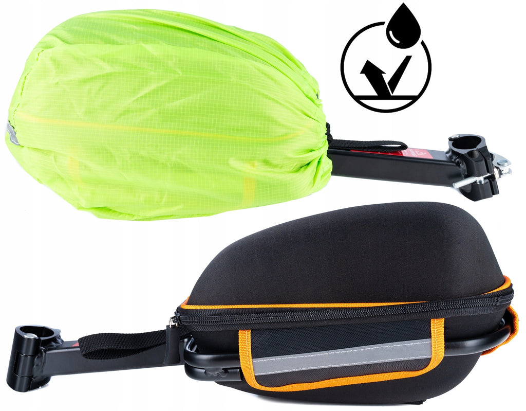 Geanta bicicleta cu prindere pe portbagaj tija sa 28x19x17 cm, 10L, poliester, borseta spate cu suport aluminiu, negru