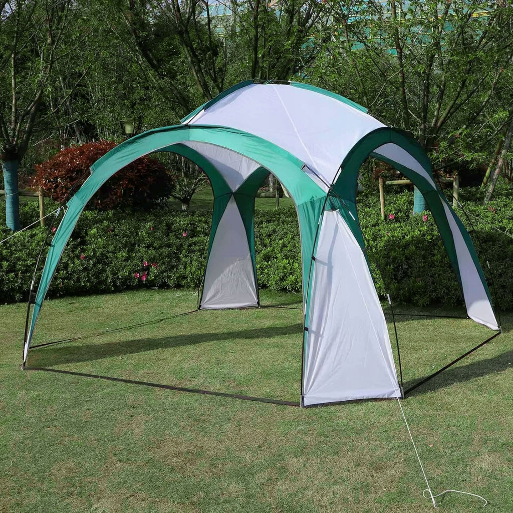 Pavilion gradina 350x350x230 cm, structura fibra de sticla, acoperis poliester impermeabil, verde cu alb