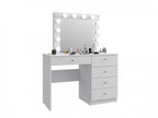 Masa de toaleta si machiaj Cristal 12 LED cu oglinda si 5 sertare, 110x47x77 cm, alb