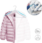 SONGMICS Umerase copii 35x20 cm, set 20 buc, lemn masiv cu bara pentru pantaloni si carlig rotativ, alb