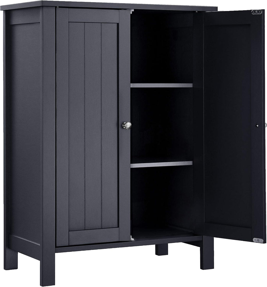 VASAGLE Dulap baie pe picioare cu 2 rafturi reglabile, din MDF, 30x60x80 cm, gri