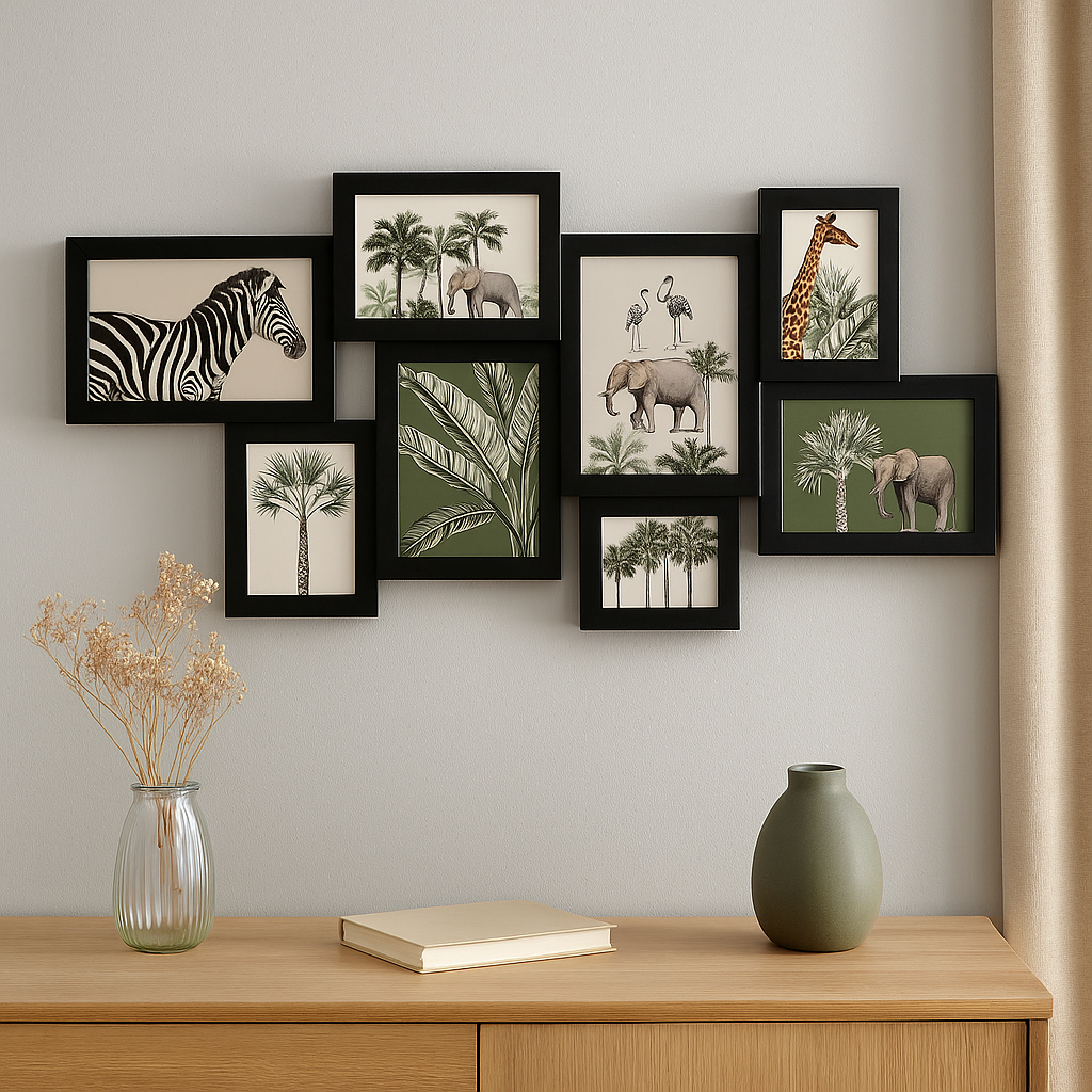 Rama foto colaj Atmosphera Cali pentru 8 poze, format orizontal, negru, 63x30 cm