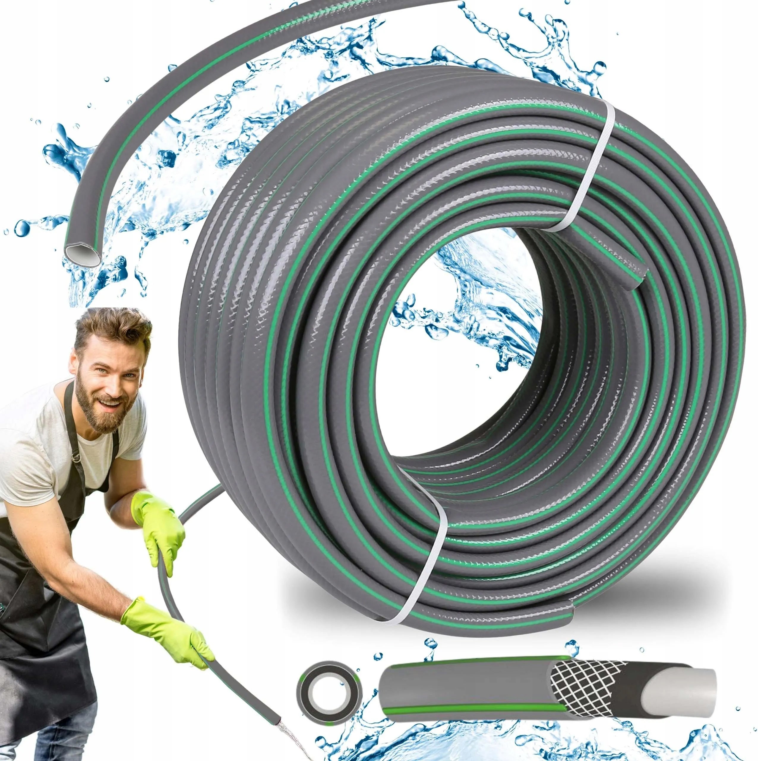 Furtun gradina armat Premium, 3/4" diametru, 30 m, protectie UV, 8 bar presiune, 4 straturi