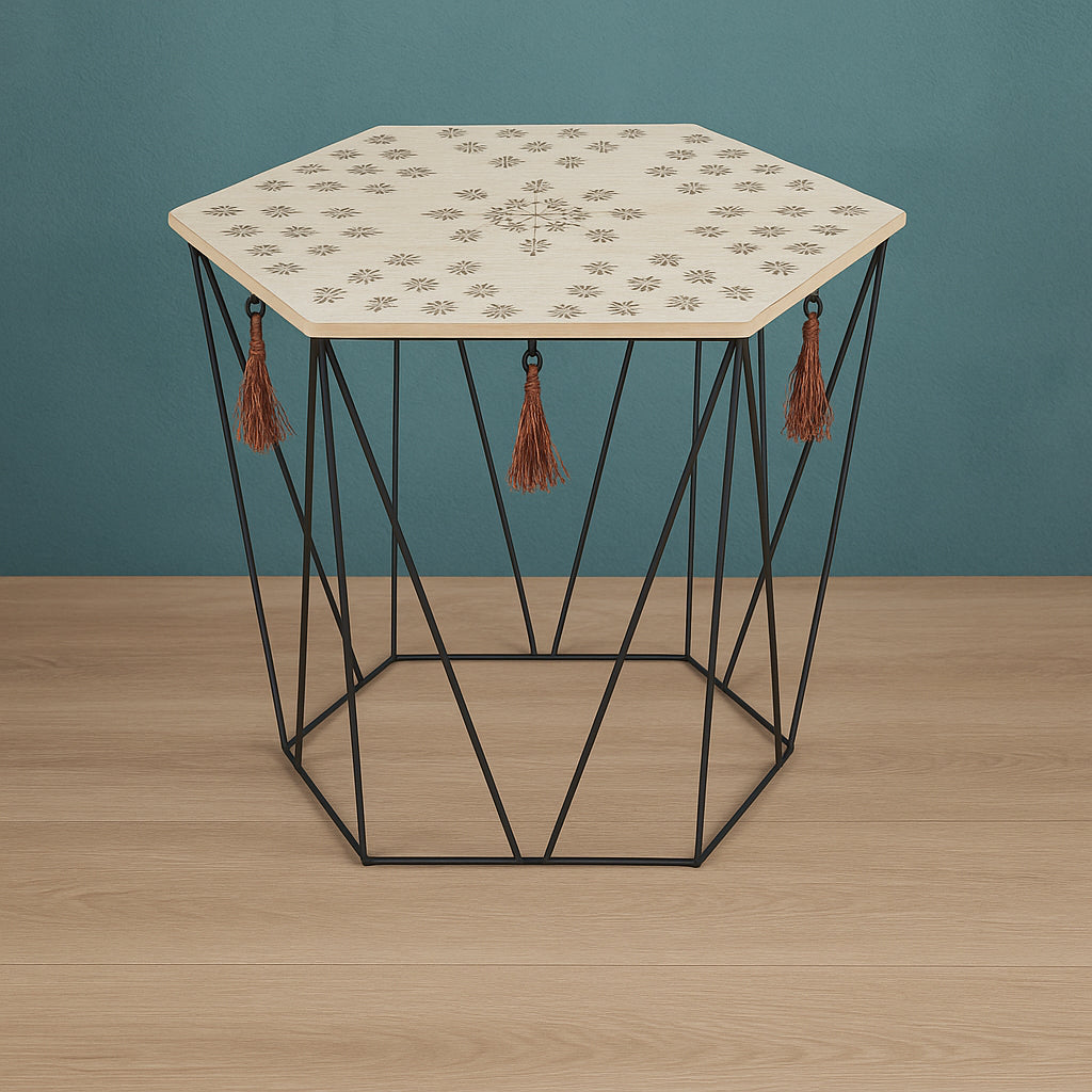 Masuta cafea octogonala Atmosphera Kumi, 44x38x40 cm, negru