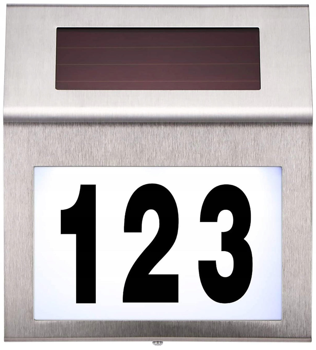 Lampa solara LED afisare numar de casa, inox, kit montare inclus, 20x18x3 cm