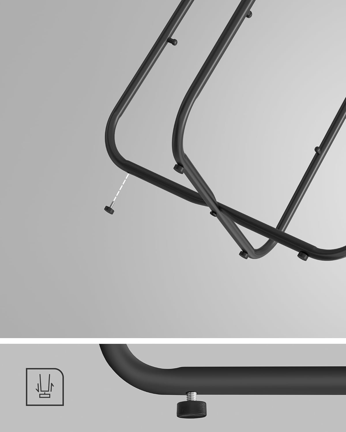 VASAGLE Masuta de cafea rotunda cu cos de stofa, stil modern, 45x50cm, negru-gri