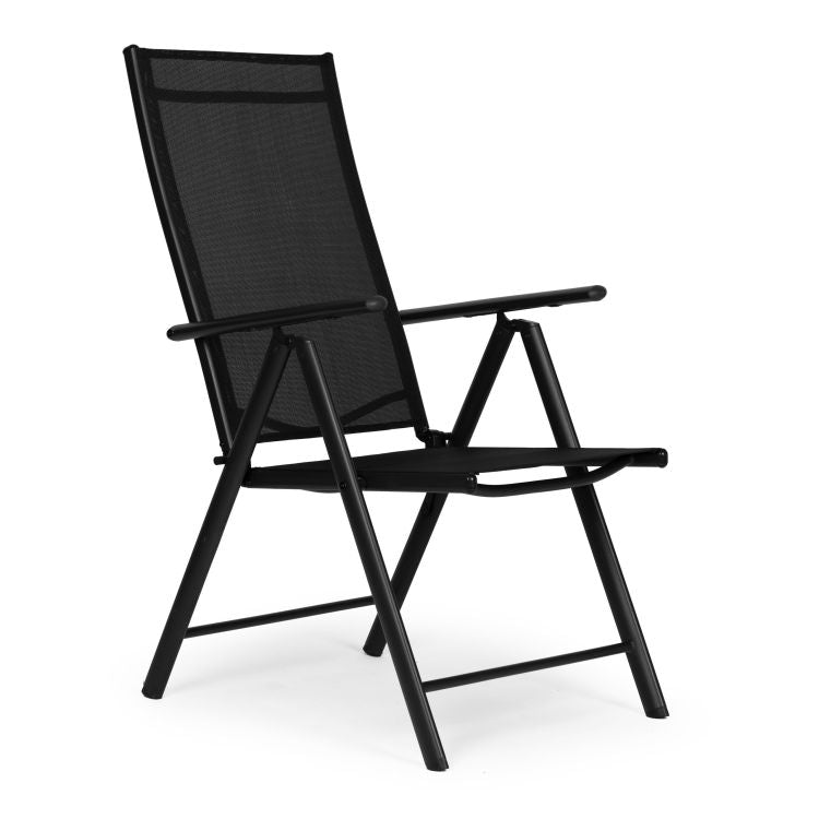 Set 4 scaune gradina 70x57x106 cm, pliante cu spatar reglabil 7 pozitii, structura otel si textilena, negru