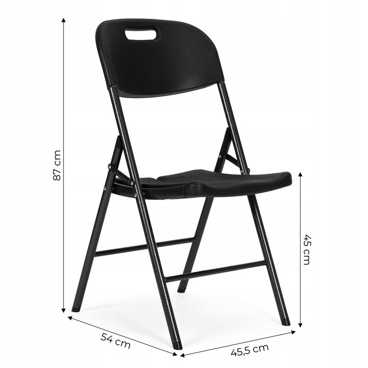 Set 2 scaune pliante 44x58x83 cm, structura metal si sezut HDPE, pliabile si usoare, negru