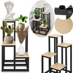 Stand pentru flori, cadru metalic, 4 etajere, 34x34x68 cm, bej