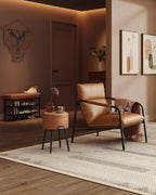 VASAGLE Banca pantofi 80x30x50 cm, cu rafturi si sezut tapitat, otel si piele PU, maro caramel