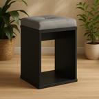 Taburet pentru masuta de toaleta cu sezut confortabil, 30x30x42 cm, negru
