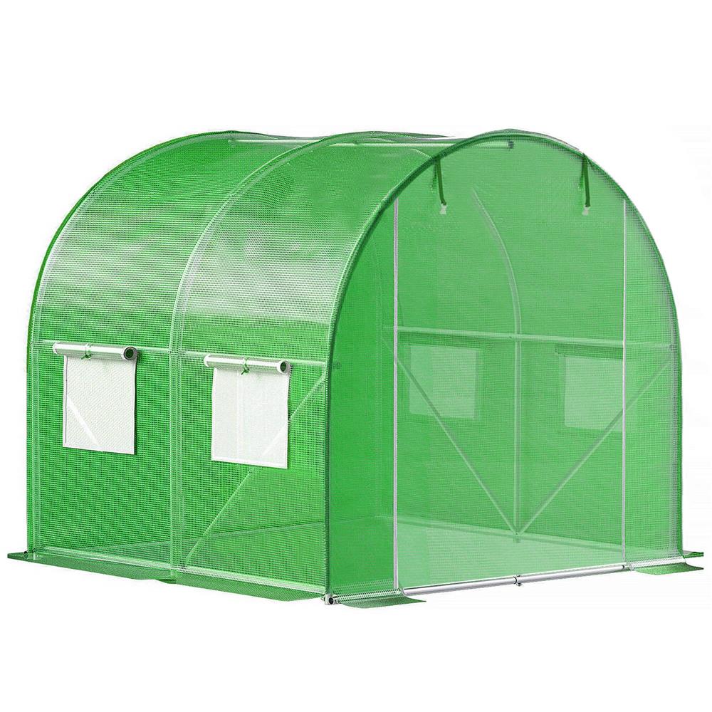 Folie inlocuire pentru sera 200x200x200 cm, PE 140g/mp cu plasa PP, UV4, 4 ferestre si usa cu fermoar, verde