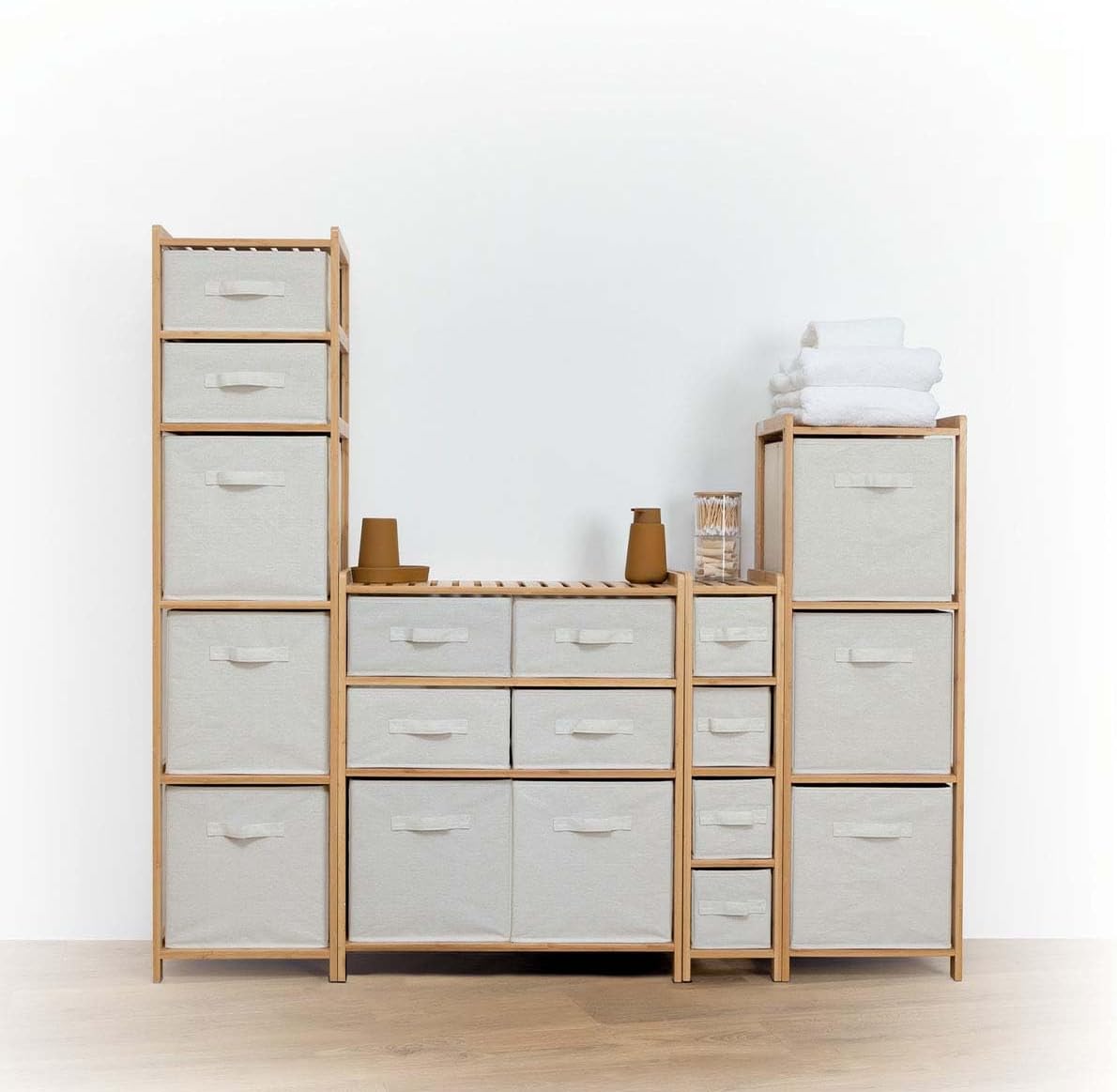 Dulap 5Five Tidy Box cu 5 rafturi, bambus, 35x33x144 cm, natur