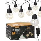 Ghirlanda luminoasa decorativa pentru exterior, alimentare la priza, 10 metri, 10 becuri LED cu iluminare calda 3000K, IP44