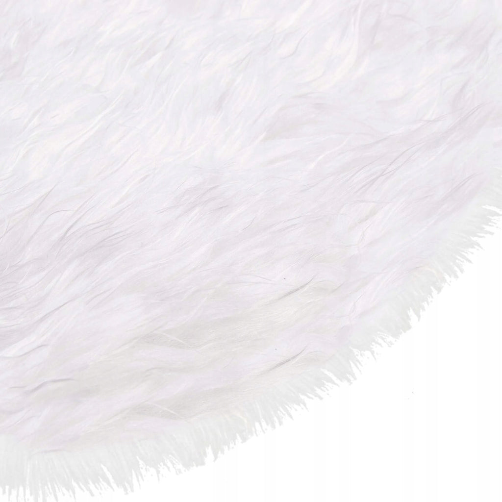 Covoras de pus sub bradul de Craciun, diametru 72 cm, imitatie blana alba