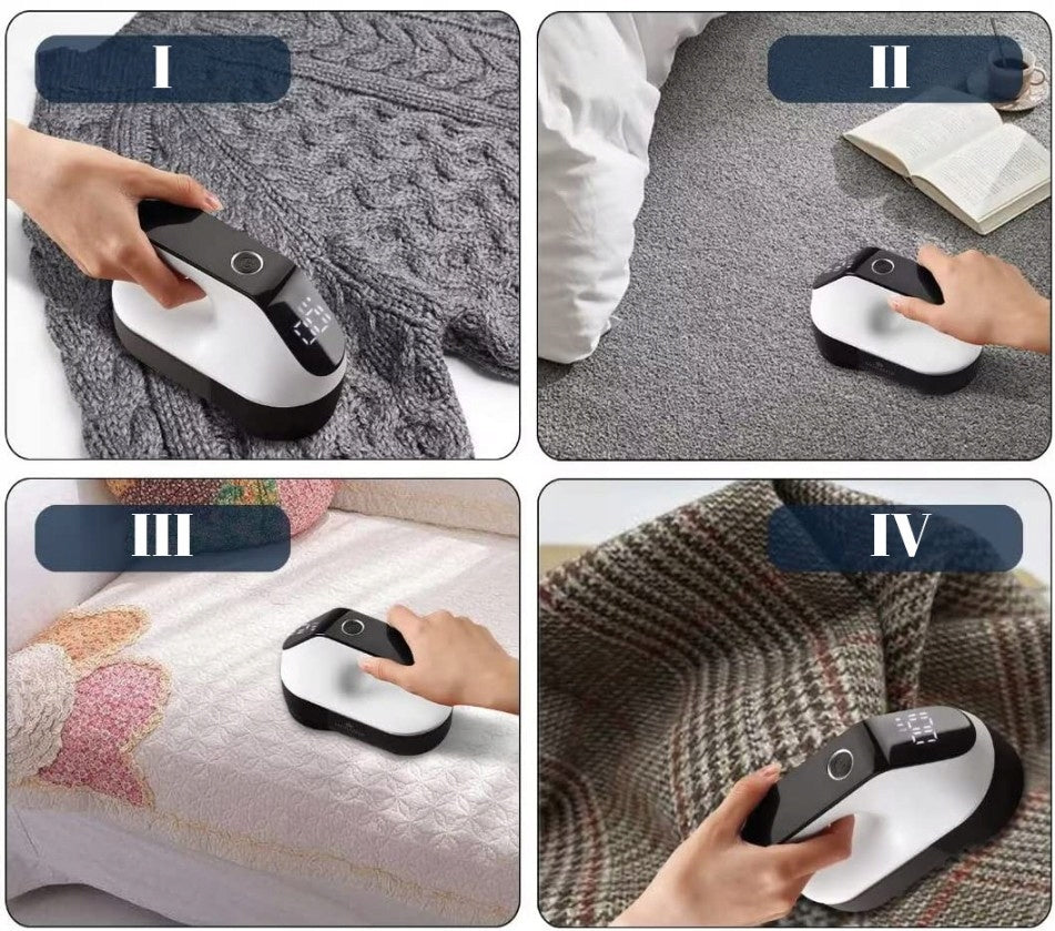 Aparat de curatat scame, 3 trepte, afisaj LCD, incarcare USB, pentru toate tipurile de tesaturi