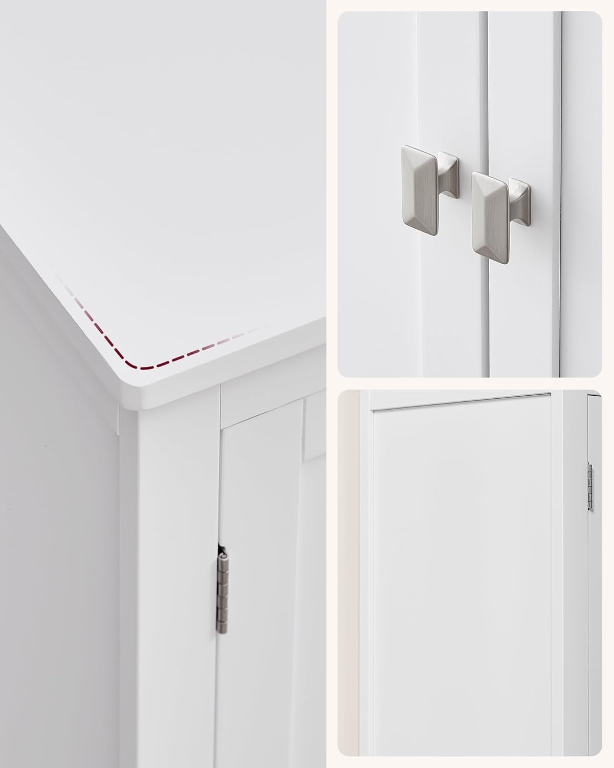 VASAGLE Dulap de baie, din MDF, cu 2 compartimente si 4 usi, rafturi reglabile, 30x60x110cm, alb