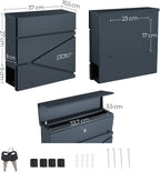 SONGMICS Cutie postala de exterior, pentru gard sau perete, din otel, cu incuietoare, 37x11x37cm, gri antracit