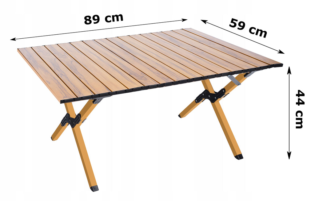 Masa pentru camping cu sistem de pliere rapida, cadru metalic, 90x60x44cm, maro