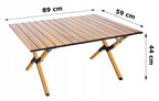 Masa pentru camping cu sistem de pliere rapida, cadru metalic, 90x60x44cm, maro
