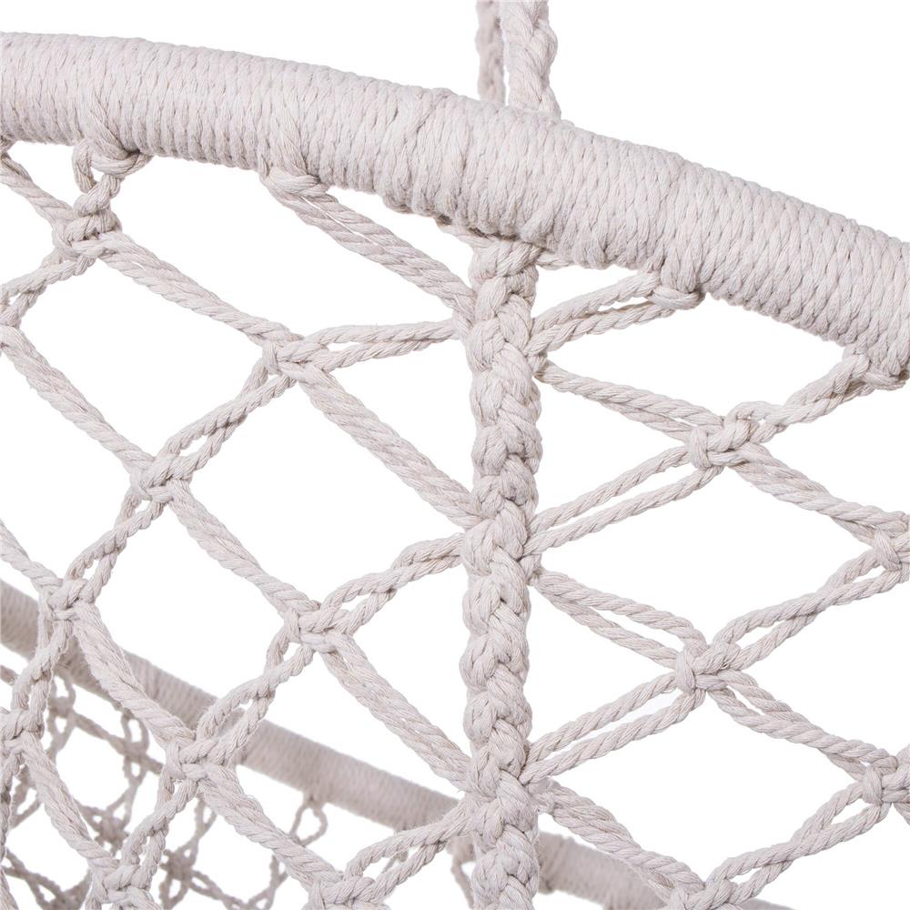 Scaun rotund tip leagan suspendat pentru casa sau gradina, cu franjuri, 150kg, crem