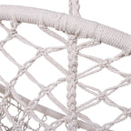 Scaun rotund tip leagan suspendat pentru casa sau gradina, cu franjuri, 150kg, crem