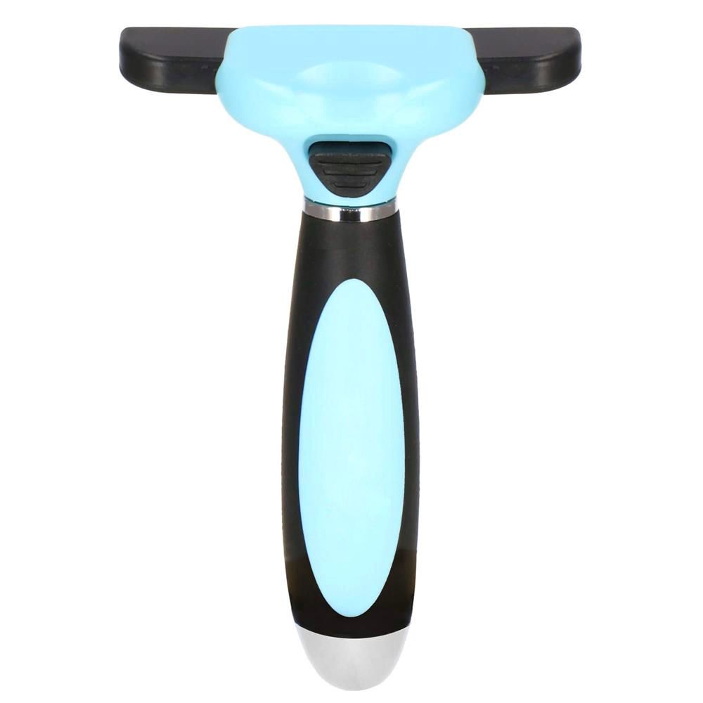 Perie trimmer pentru caini si pisici cu par lung sau scurt, autocuratare, lama 10cm, negru albastru