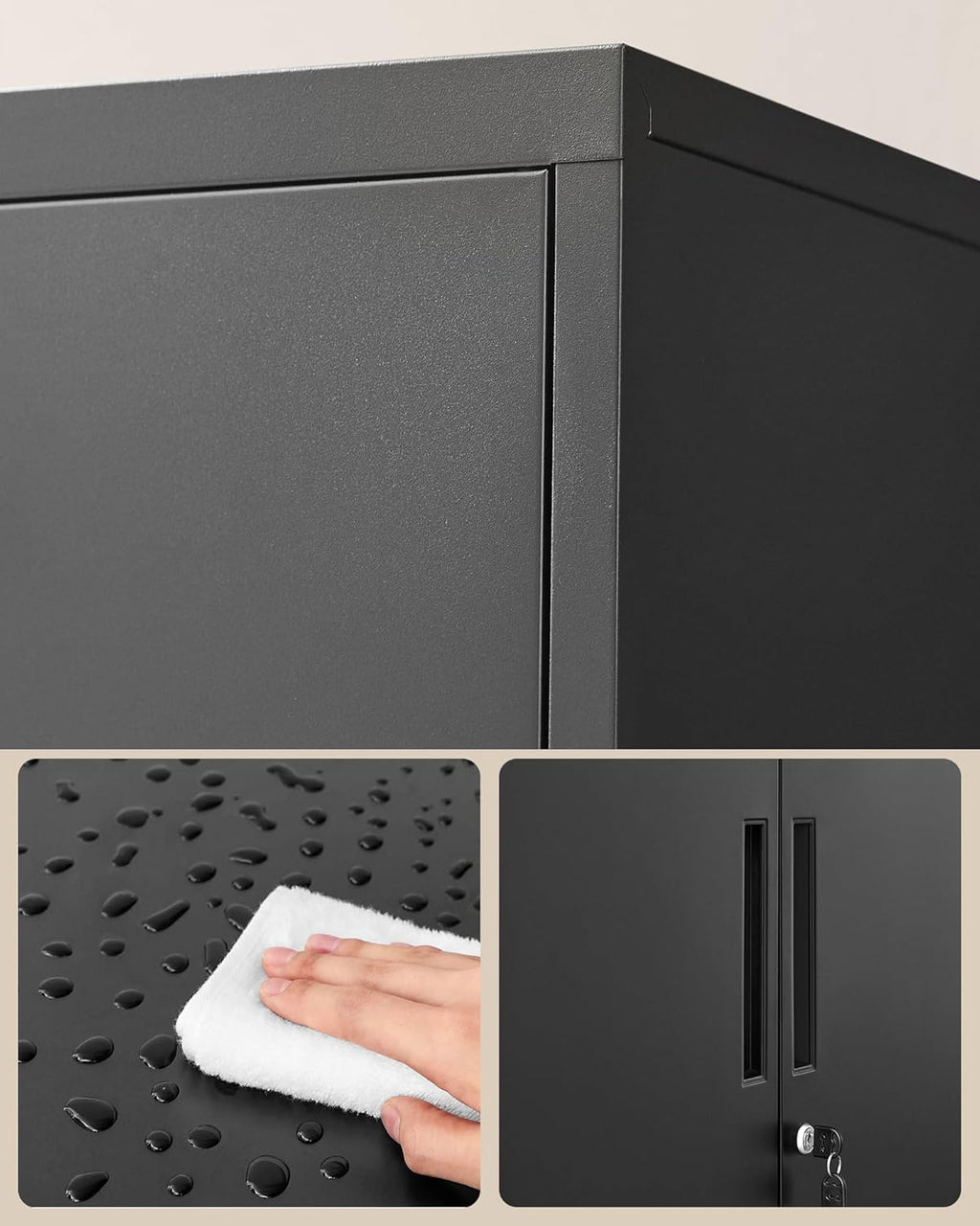 SONGMICS Dulap de birou multifunctional, din otel, 2 usi cu incuietoare, 40x60x90 cm, negru