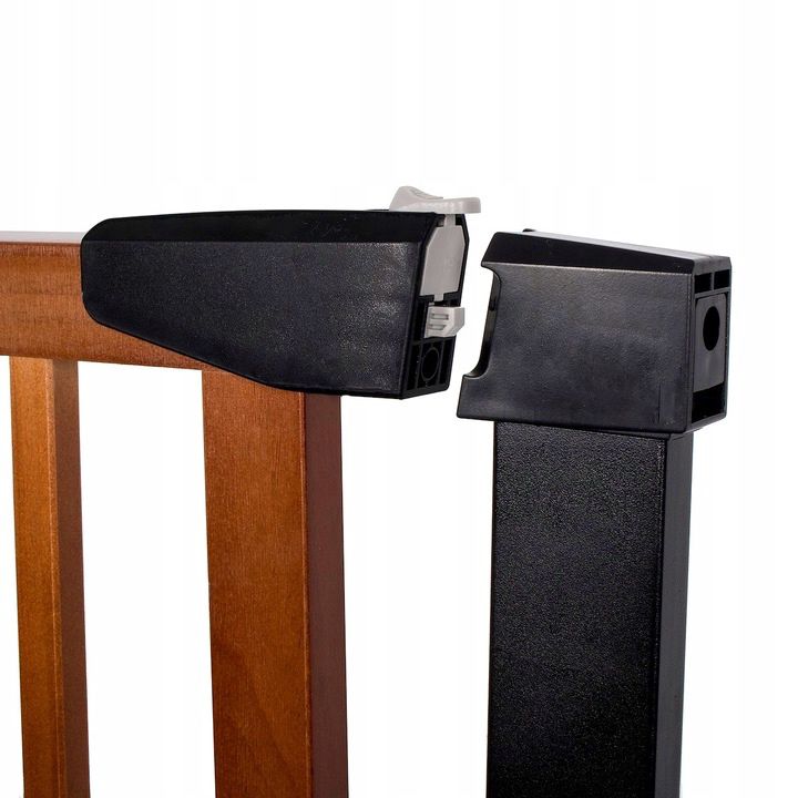 Poarta de siguranta Safety Gate pentru scari, ajustabila 111-117 cm, din otel si lemn, negru maro