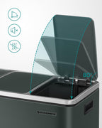 SONGMICS Cos de gunoi din inox cu 3 compartimente colectare selectiva, cu galeti interioare, 3x18litri, gri inchis