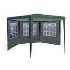 Cort pavilion de gradina hexagonal, 200x200 cm, cu pereti laterali cu ferestre, impermeabil cu rezistenta UV, verde