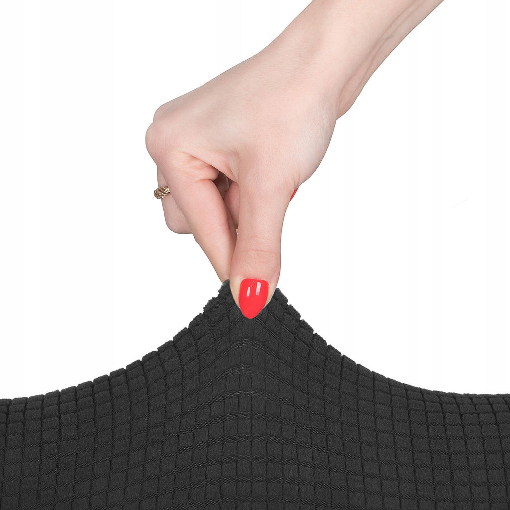 Set 4 huse universale pentru scaun, marime universala, poliester si spandex, 45 cm x 60 cm, negru