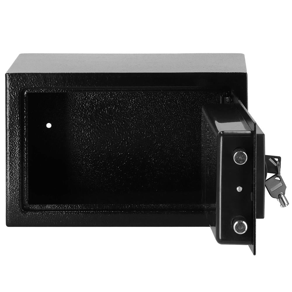 Seif electronic standard cu cifru si cheie, 200x310x200 mm, Otel, Negru