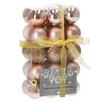 Set globuri de Craciun, 30 bucati, 3 modele, 3cm, roz auriu